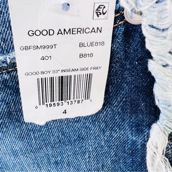 GOOD AMERICAN GOOD BOY FRINGE STRAIGHT LEG JEANS SIZE 27 NWT - Picture 5 of 12